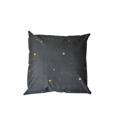Housse de coussin décorative contemporaine en soie noire 40 x 40 cm, faite à la main, pour l'intérieur, ensemble de 1