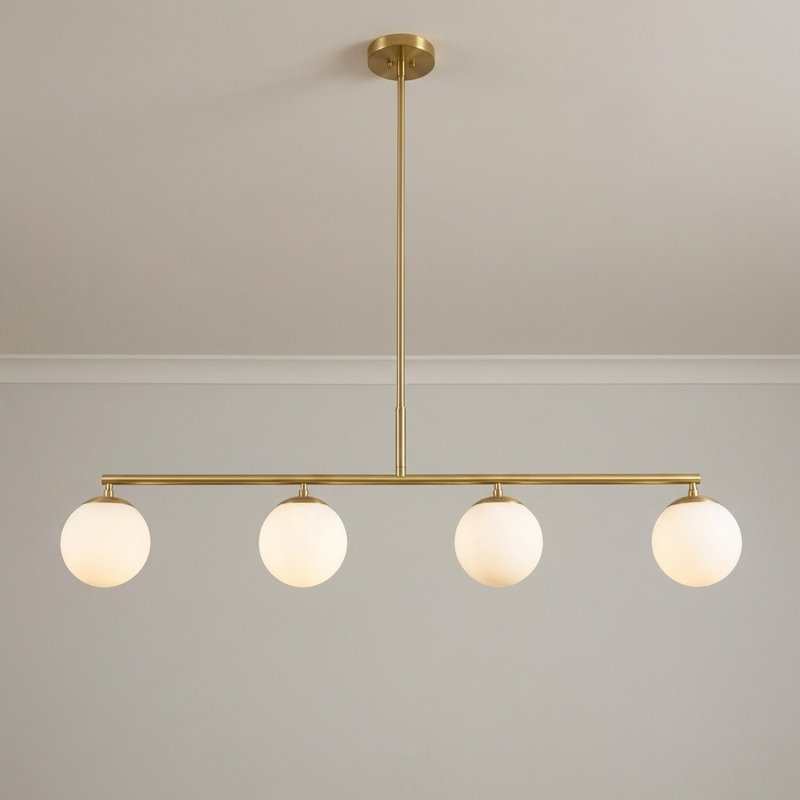 Lustre linéaire à quatre lumières Nube, Laiton satiné, Non