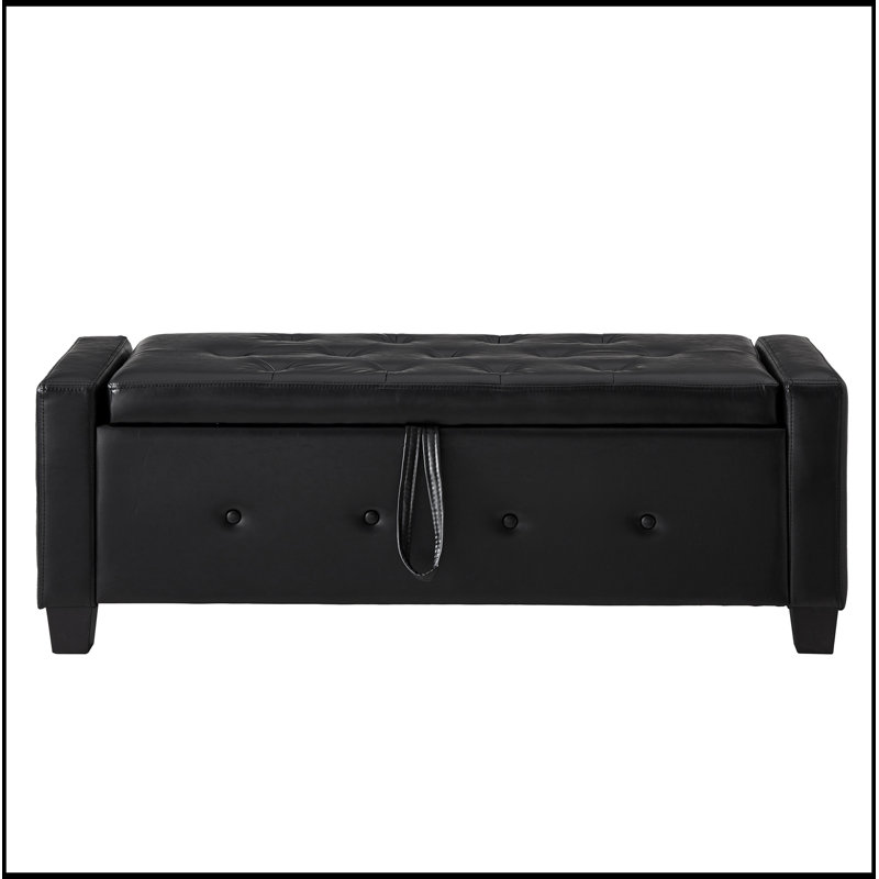 Banc rembourré capitonné avec rangement, Noir