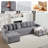 122'' Wide Modern Soft Microfiber Upholstered Sectional Sofa With Pillow Backrests-393049356