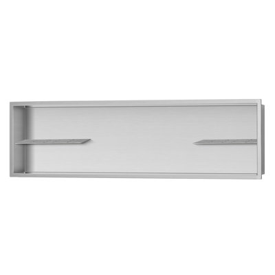 Niche de douche encastrée en acier inoxydable de 12 po x 48 po avec 2 tablettes pour accessoires