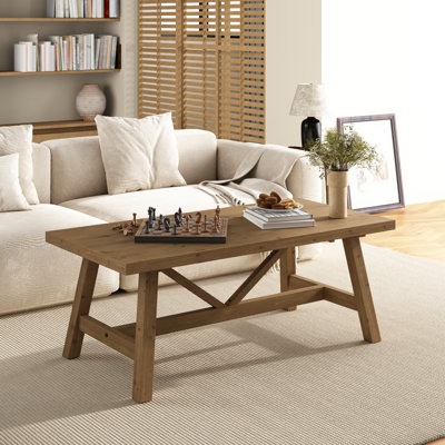 43"W Rustic Solid Wood Coffee Table