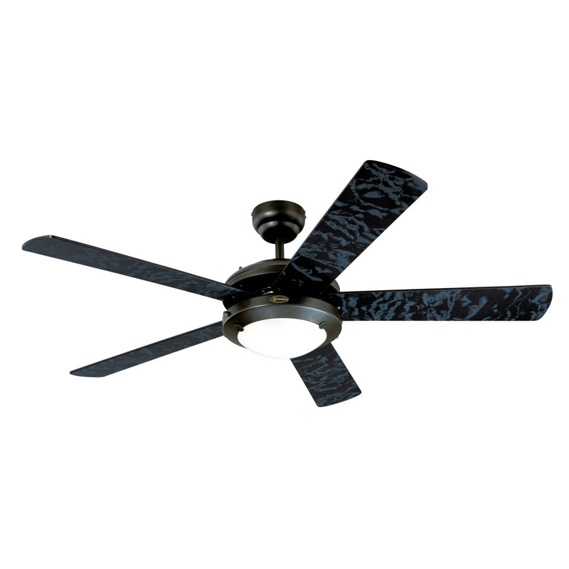 Ventilateur de plafond d'intérieur matte à DEL 52 po Westinghouse Comet, Noir mat, Noir mat / marbre