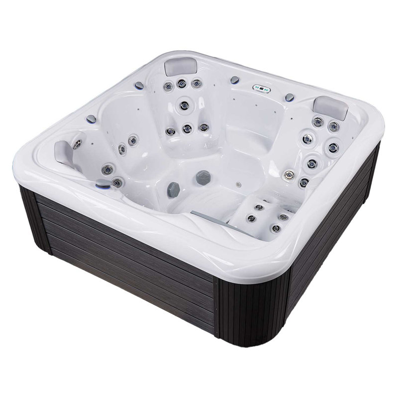 New York 6-Person Ice White Acrylic Square Hot Tub with Ozonator