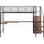 Lit mezzanine simple en métal noir avec bureau et grille. Fabrication robuste. Garde-robe latérale pour optimiser l'espace. Multiples activités polyvalentes. Convient à la décoration d'une pièce. Matelas non inclus Grille de taille en noir.-1237468414-1237468413