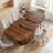 55.11"-70.86" Walnut Extendable Oval Dining Table With Striped Pedestal Base For Kitchen & Living Room-1208986618