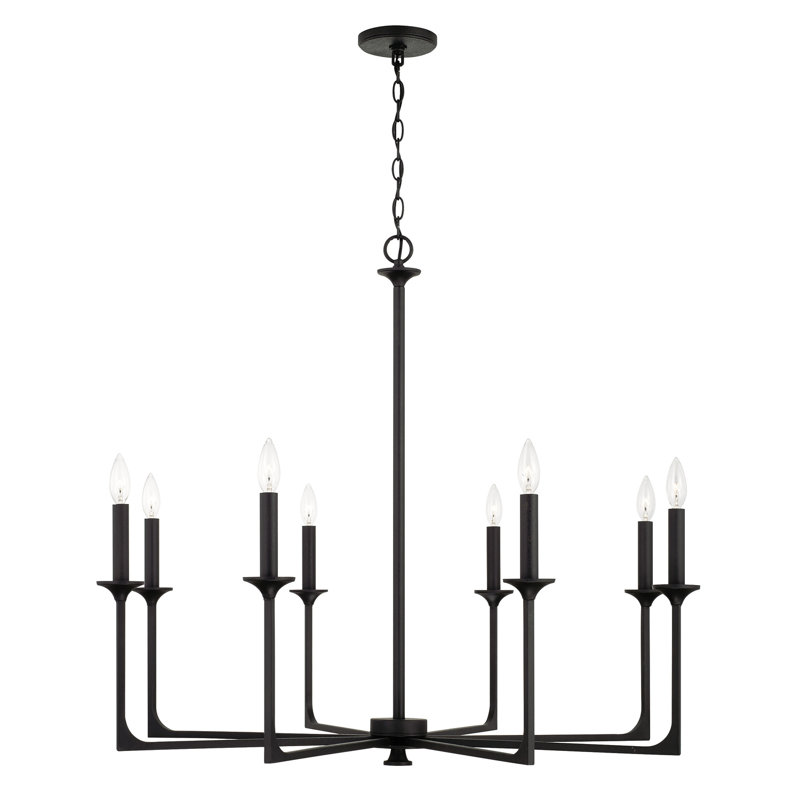 Lustre 8 lumières en fer noir