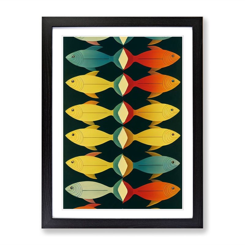 School Of Fish Vol.4 - Single Picture Frame Print, Black, 34cm H x 25cm W x 2cm D