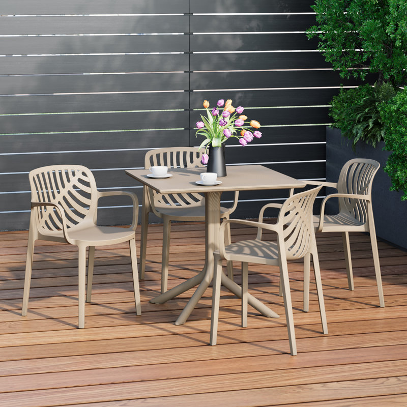 Ensemble repas carré pour 4 personnes, Beige
