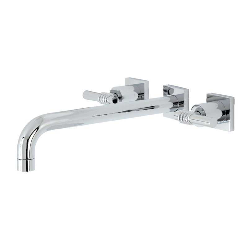 Kingston Brass Milano Two-Handle 3-Hole Wall Mount Roman Tub Faucet, Polished Chrome, Milano 1