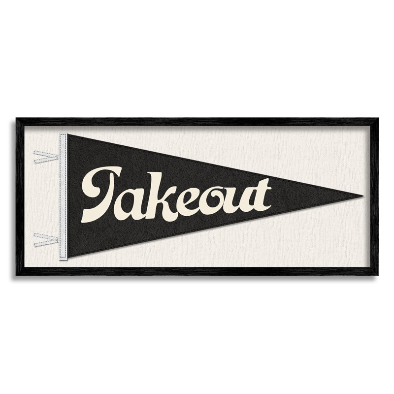 «Kitchen Takeout Pennant Banner Shape» par Lil 'Rue - cadre flottant, impression sur bois, Giclée encadrée noir minuit