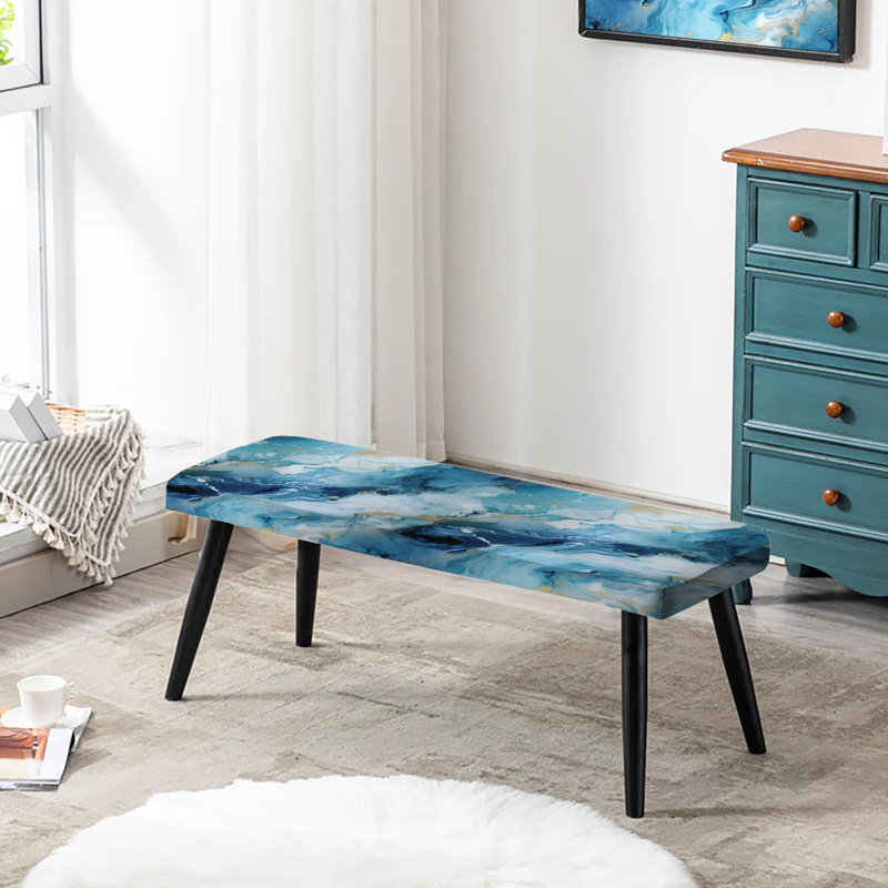 Banc rembourré en marbre Coastal Blue Elegant Marble Shore