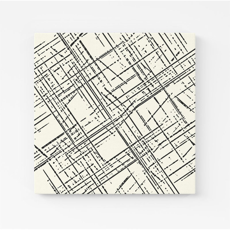 Monochrome Distressted Pattern - Wrapped Canvas Print, 16cm H x 16cm W x 3.8cm D