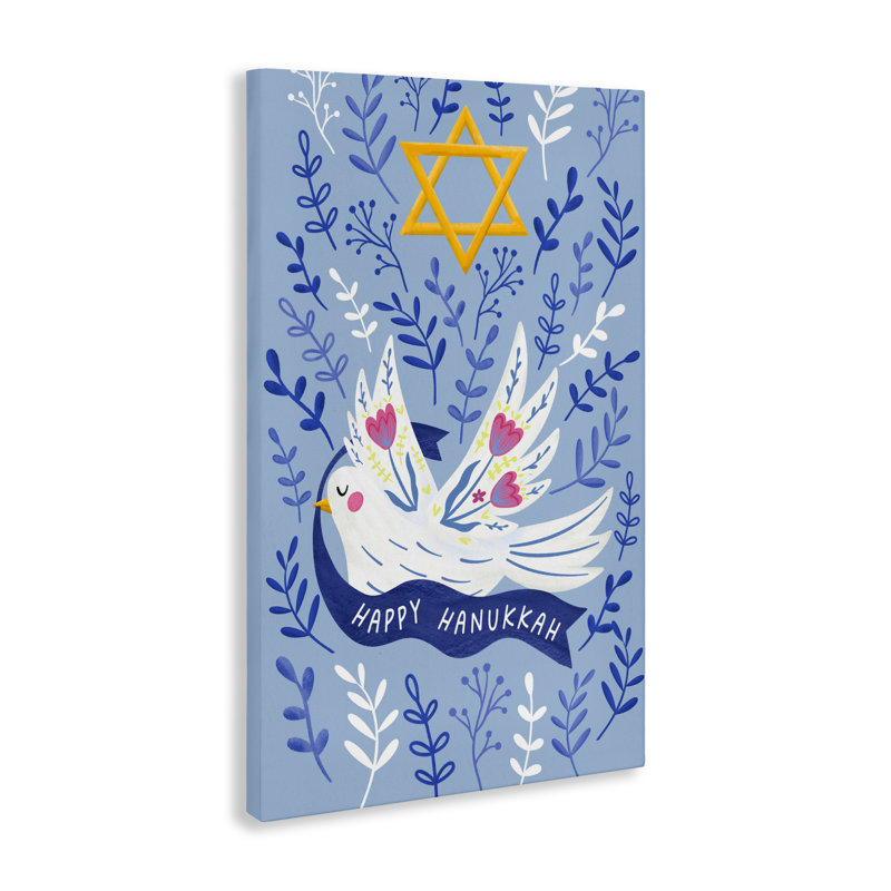 Happy Hanukkah Dove & Florals Canvas, conception de JJ Design House LLC, H 30 po x l 20 po