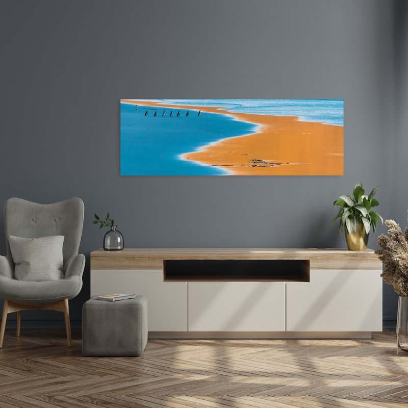 Penguin Beach March by Miquel Angel Artus - Wrapped Canvas Panoramic Print, 40.64 cm H x 121.92 cm W