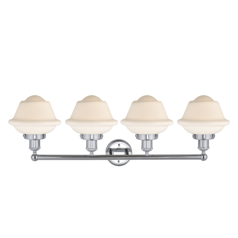 Éclairage pour meuble-lavabo à 4 lumières à intensité variable Grourke, Blanc mat, Chrome poli
