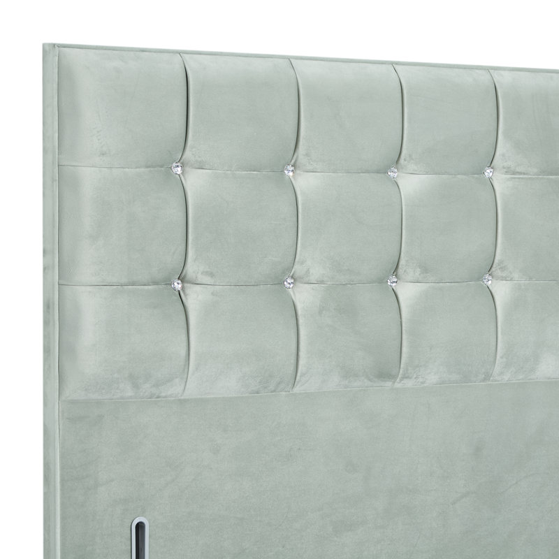 Glamour Upholstered Headboard, Super King (6'), Plush Sage, Velvet