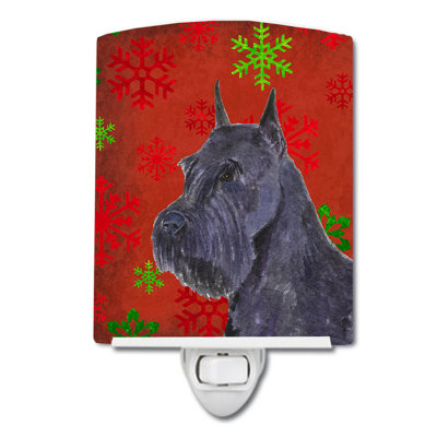 Schnauzer Snowflakes Holiday Christmas Ceramic Night Light