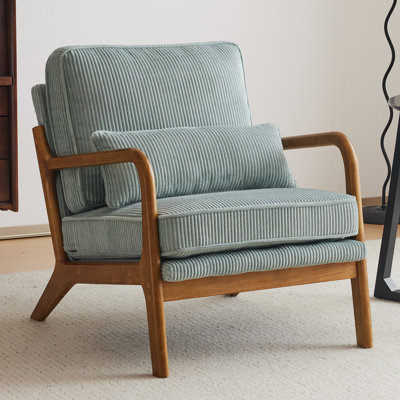 Fauteuil d'appoint rembourré en bois massif Elizabeth Mid Century