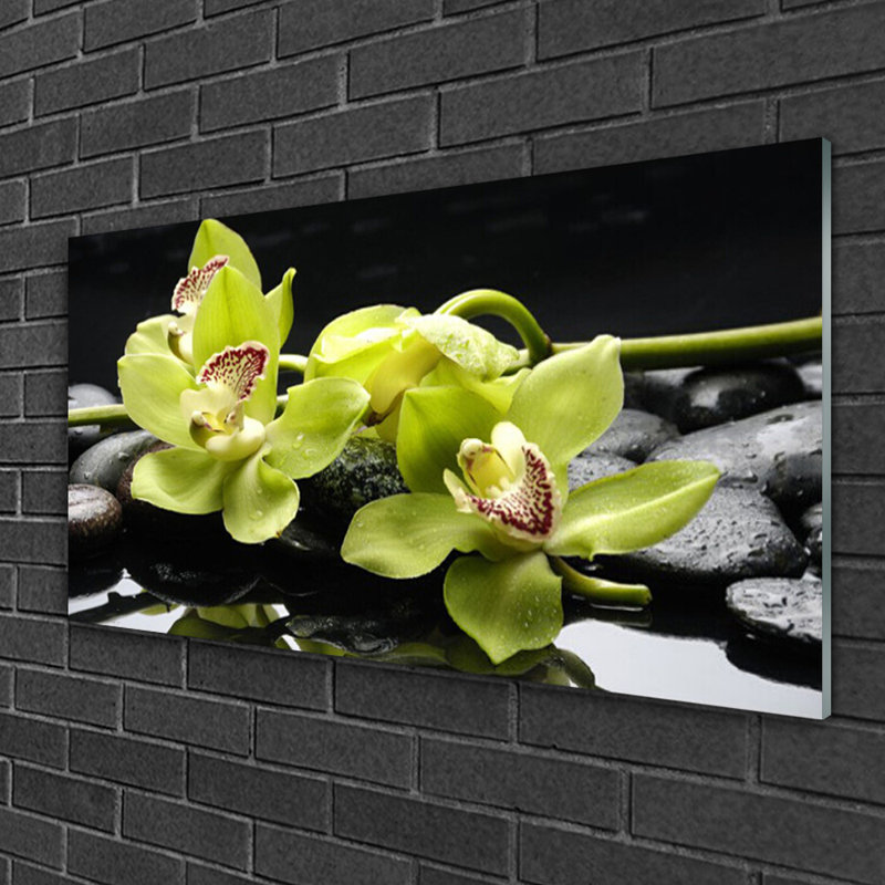 Floral Flower Stones - No Frame Print on Glass