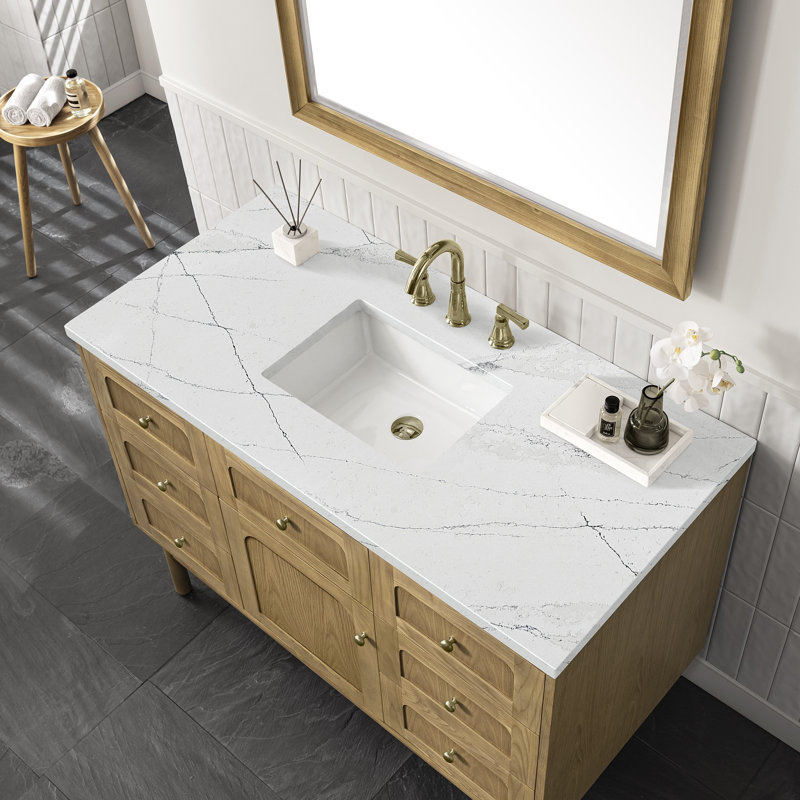 Laurent 48'' W Single Vanity, Parisien Bleu, 8" Widespread, Honey Brown