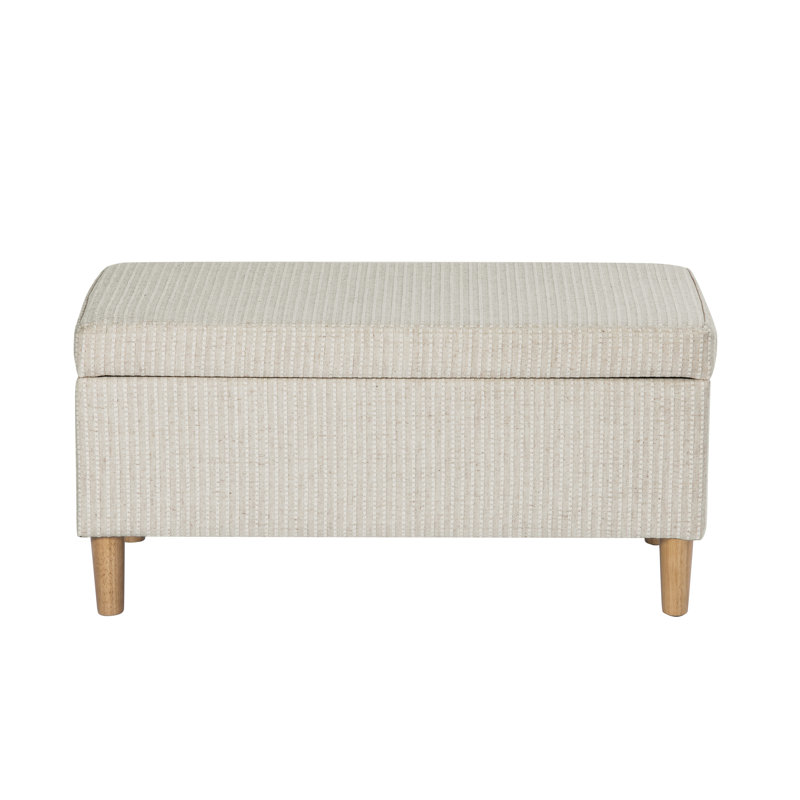 Banc de rangement rembourré Besart, White Woven Stripes