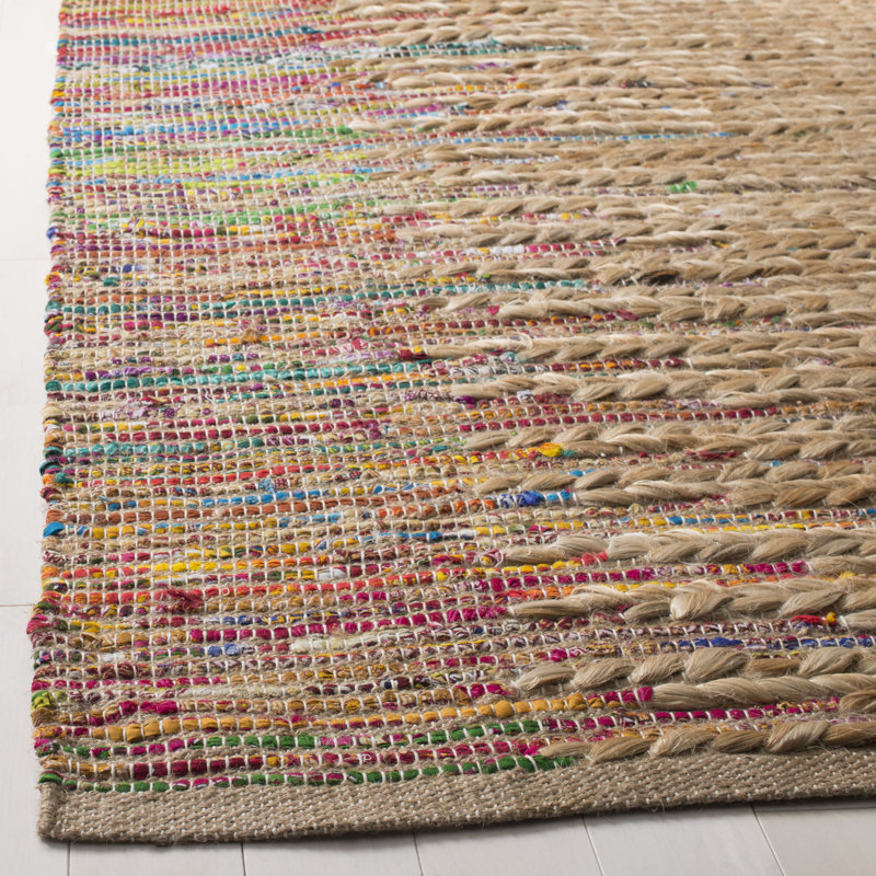 Plympt Hand Woven Jute, Cotton Rug, Rectangle 4' x 6'