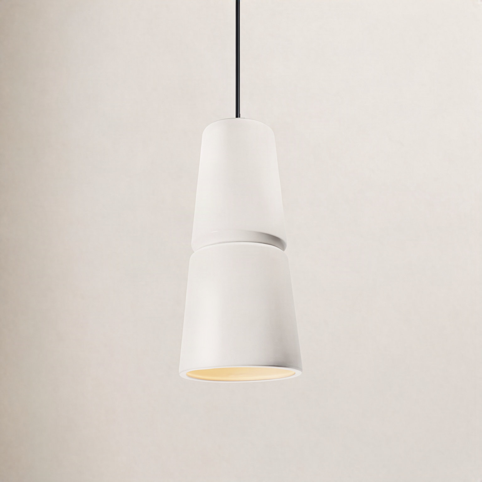 Logan Dimmable Cone Single Light Pendant, 13.5" H x 6" W x 6" D, Greco Travertine, Polished Chrome