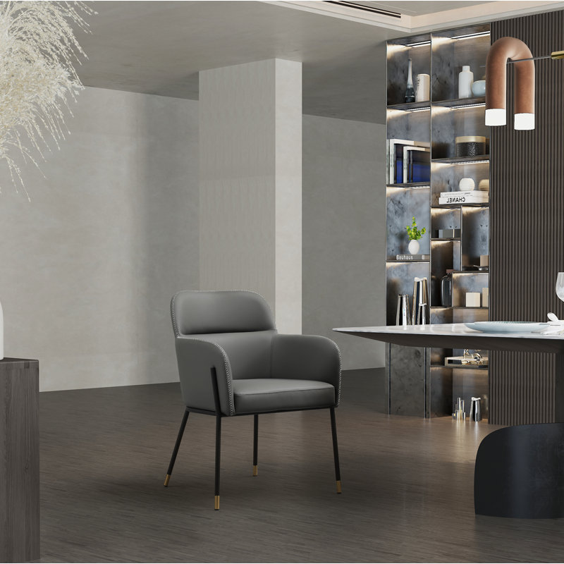 Fauteuil capitonné en acier, Gris foncé