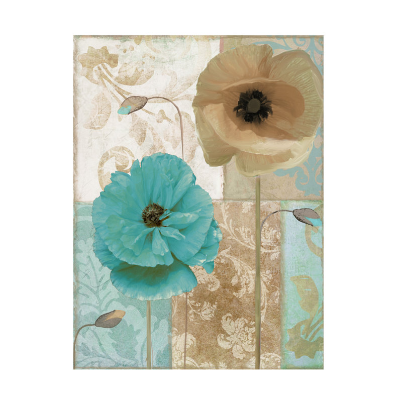 Art sur toile, "Sasha Beach Poppies I", H 19 po x l 14 po