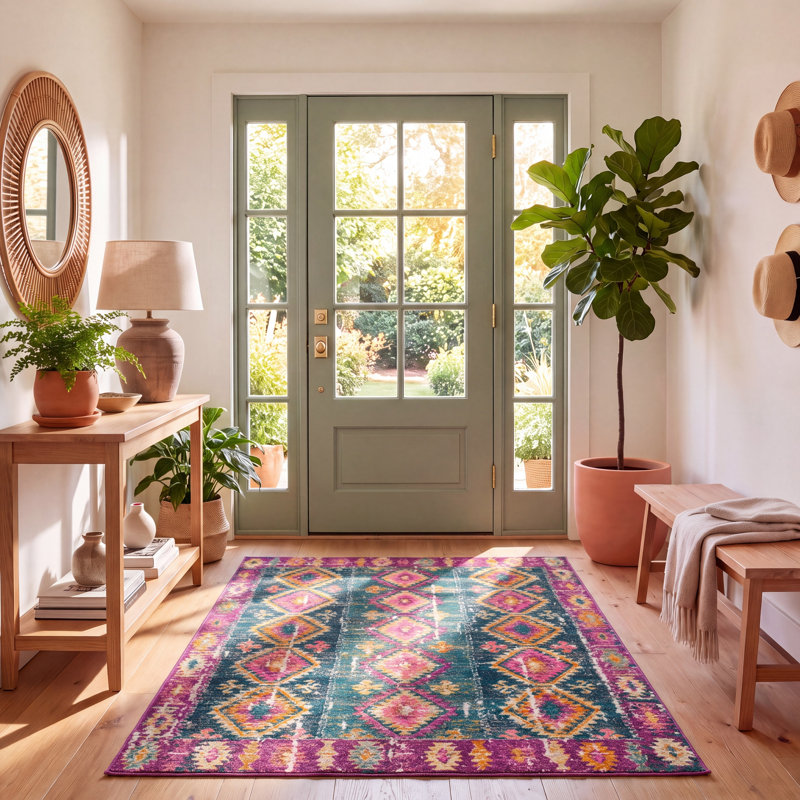 Tapis fuchsia Felty, Rectangle 5 pi 1 po x 7 pi 6 po