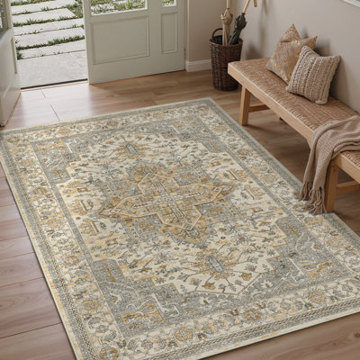 Elaine Machine Washable Oriental Area Rugs With Non-Slip Backing