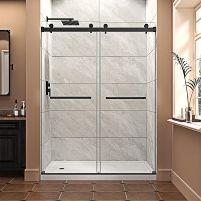Porte de douche coulissante réversible à double dérivation