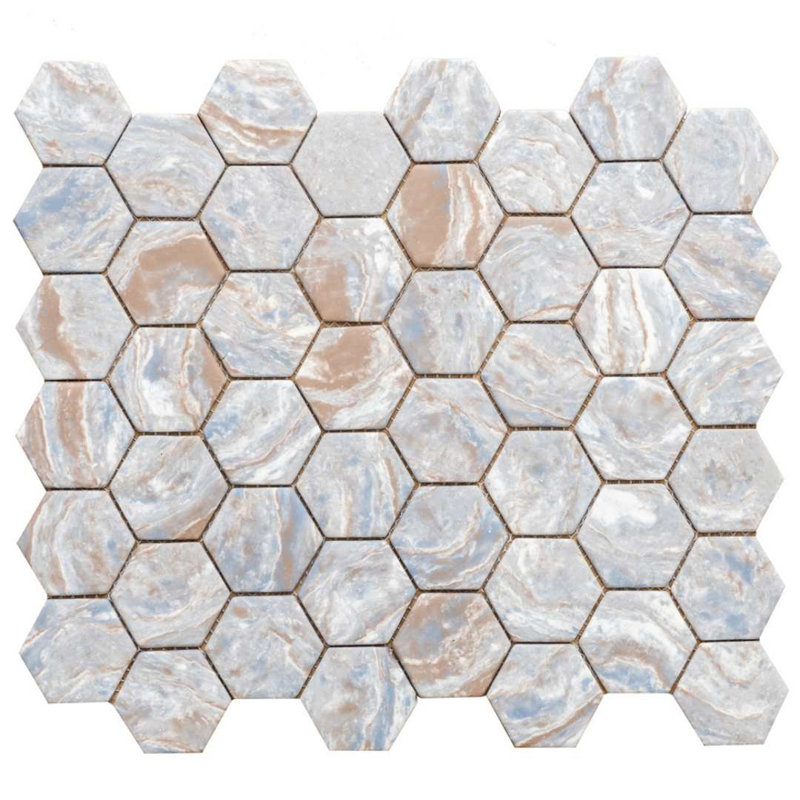 Recycled 13.88'' x 12.63'' Glass Mosaic Wall Tile, Ocean