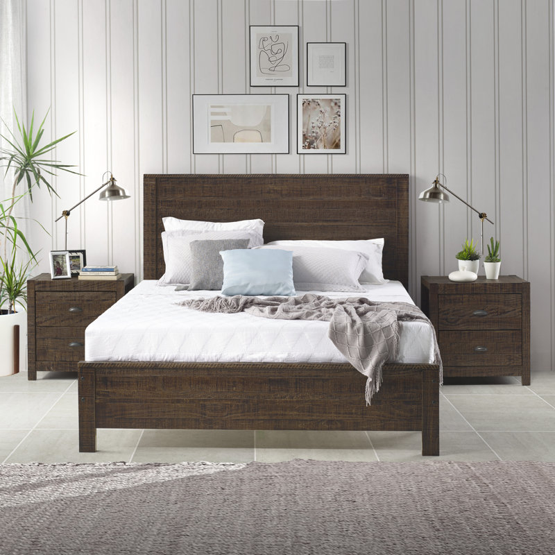 Albany Solid Wood Bed Frame with Headboard, Heavy Duty Modern Rustic Bed Frames, Expresso, Full/Double