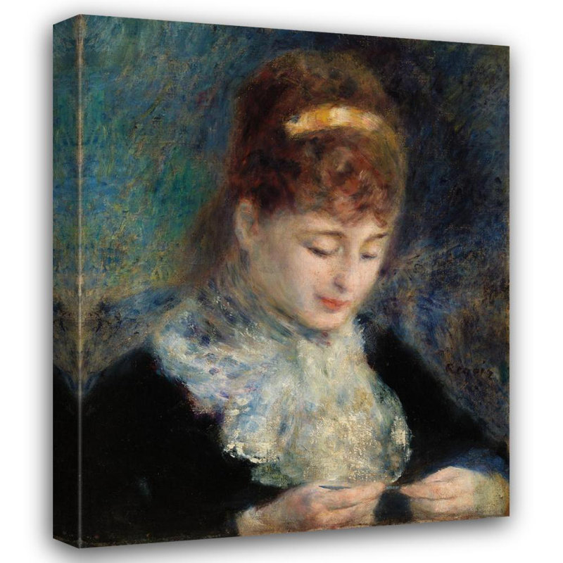«Woman Crocheting» par Pierre-Auguste Renoir - Art mural sur toile tendue avec châssis, H 24 po x l 17 po