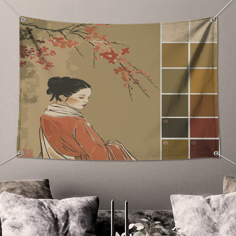 Portrait tapisserie murale - art mural, H 51 po x l 60 po avec 4 œillets