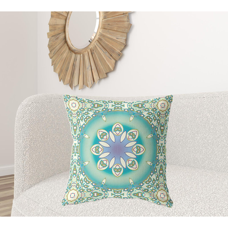 Coussin décoratif 26 po x 26 po Broadcloth Floral, Beige / vert floral