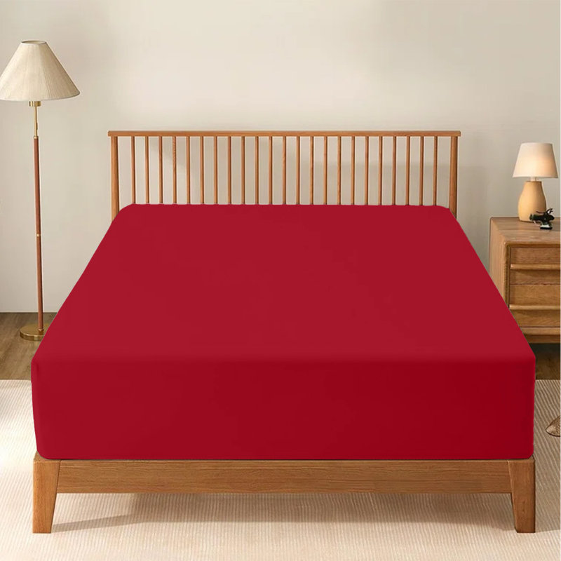 Soft & Breathable Microfiber Extra Deep Fitted Sheet, Super King (6'), Red