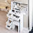 29.2" Small Size Left Drawer Desktop Vanity Table With Cushioned Stool, Extra Large Right Sliding Mirror, Multi - Layer High Capacity Storage, American Design White Dressing For Spaces 50.4" Drawer,