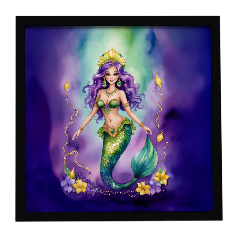 Mermaid Mardi Gras Framed Metal Print