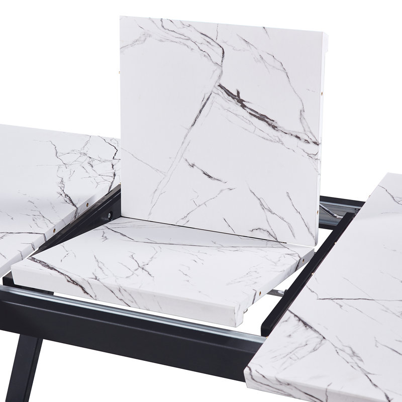 Minkler Extendable Dining Table, Marble White