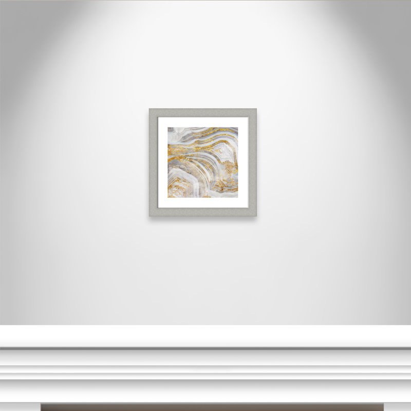 Agate Allure I - peinture encadrée, Encadrement argent brossé, H 18,5 po x l 18,5 po x P 1,25 po