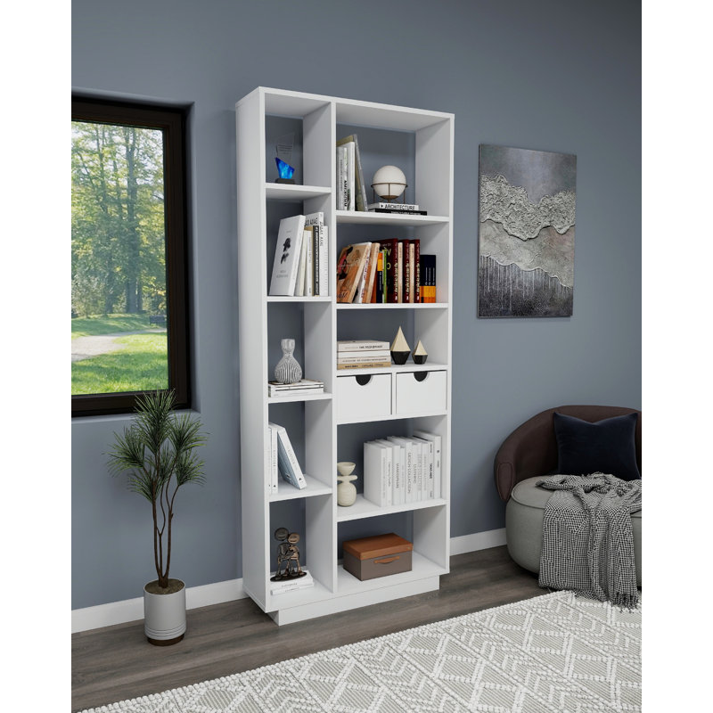 Bookcase With Drawers And Shelves Revna, White