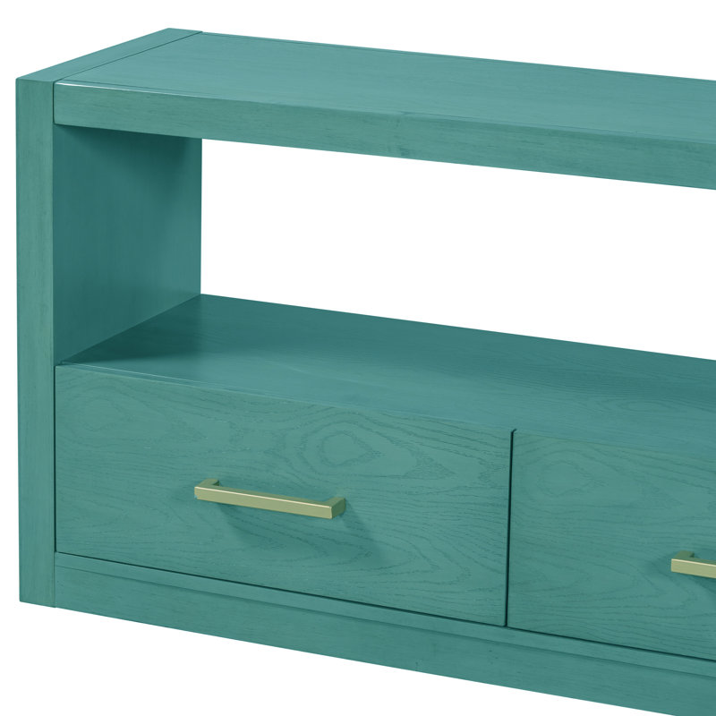 Classic Design Console Table with Three Drawers and Spacious Surface, Blue