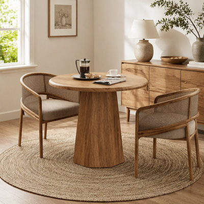 31.5″ Round Dining Table for 2 to 4, Small Kitchen Table with Octagonal Base for Dining Room, Dining Rooms