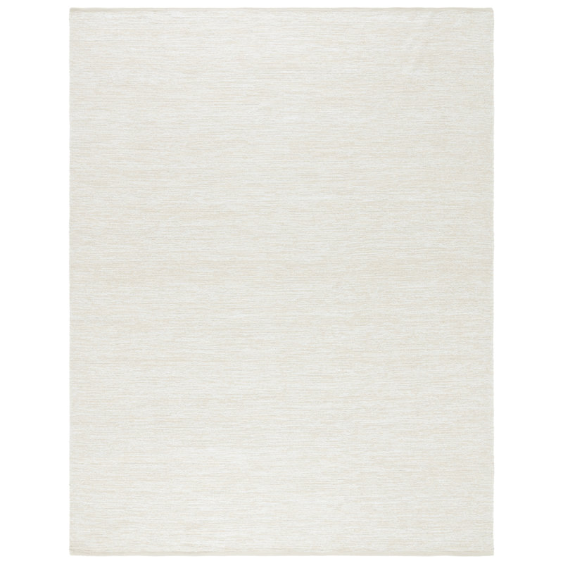 Tapis ivoire en coton recyclé touffeté à la main Jhalae, Rectangle 8 pi x 10 pi