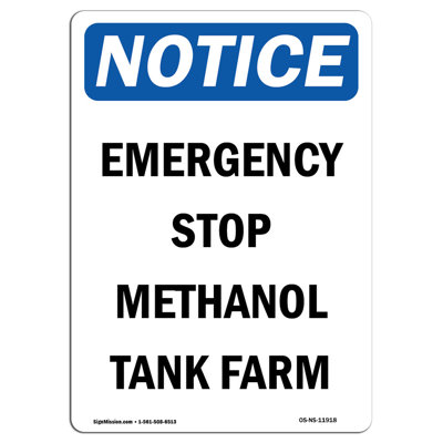 Emergency Stop Methanol Tank Farm Sign