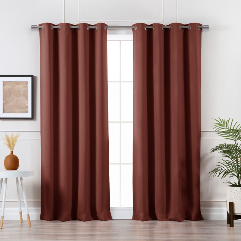 Adina Sevan Solid Thermal Grommet Curtain Panels, Chestnut, 52" W x 96" L