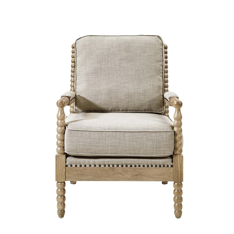 Accent Arm Chair, Light Gray Polyester
